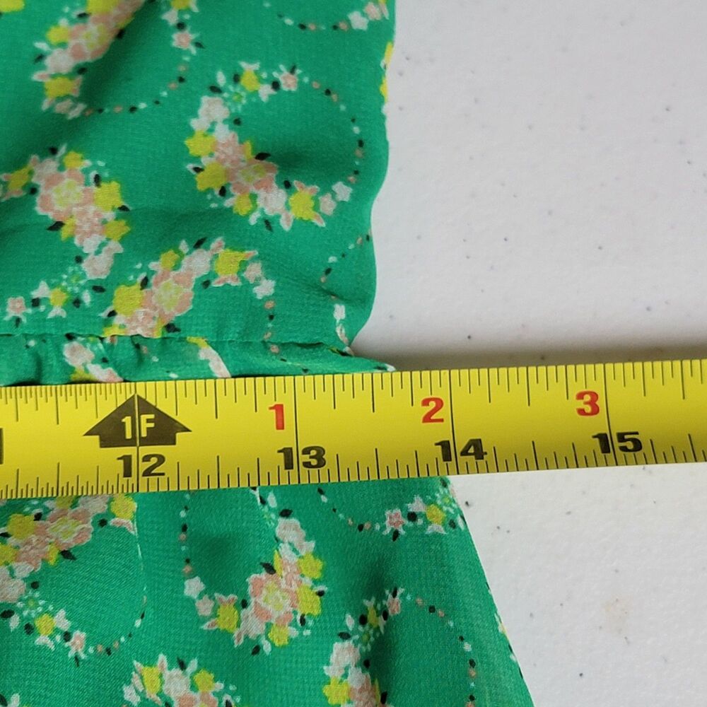 Lauren Conrad Mini Dress Women's 10 Green Floral Preppy Sundress Fairy Cottage - Picture 8 of 9
